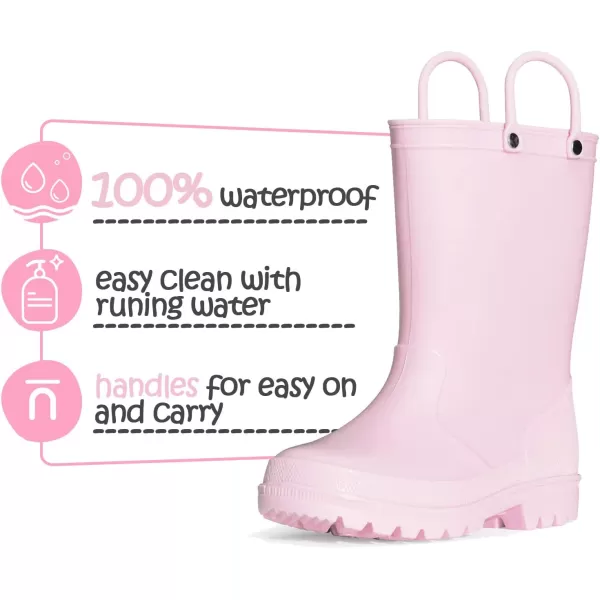 K KomForme Kids Rain Boots, Toddler Girls &amp; Boys Rain Boots Waterproof Memory Foam Insole and Easy-on Handles