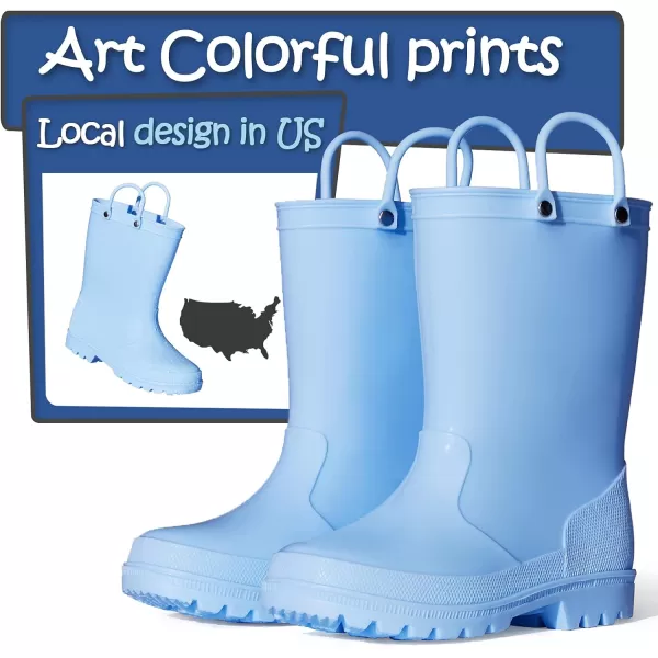 K KomForme Kids Rain Boots, Toddler Girls &amp; Boys Rain Boots Waterproof Memory Foam Insole and Easy-on Handles