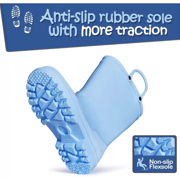 K KomForme Kids Rain Boots, Toddler Girls &amp; Boys Rain Boots Waterproof Memory Foam Insole and Easy-on Handles