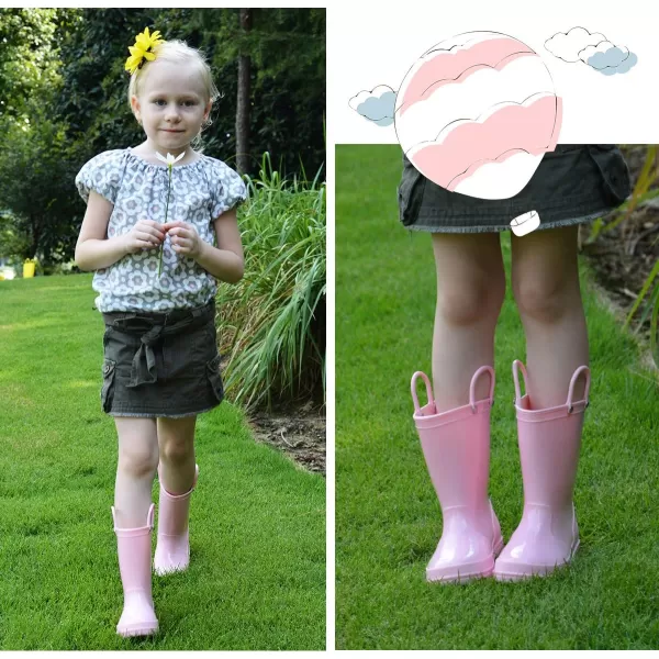 K KomForme Kids Rain Boots, Toddler Girls &amp; Boys Rain Boots Waterproof Memory Foam Insole and Easy-on Handles