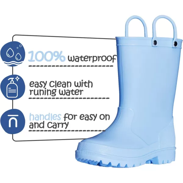 K KomForme Kids Rain Boots, Toddler Girls &amp; Boys Rain Boots Waterproof Memory Foam Insole and Easy-on Handles