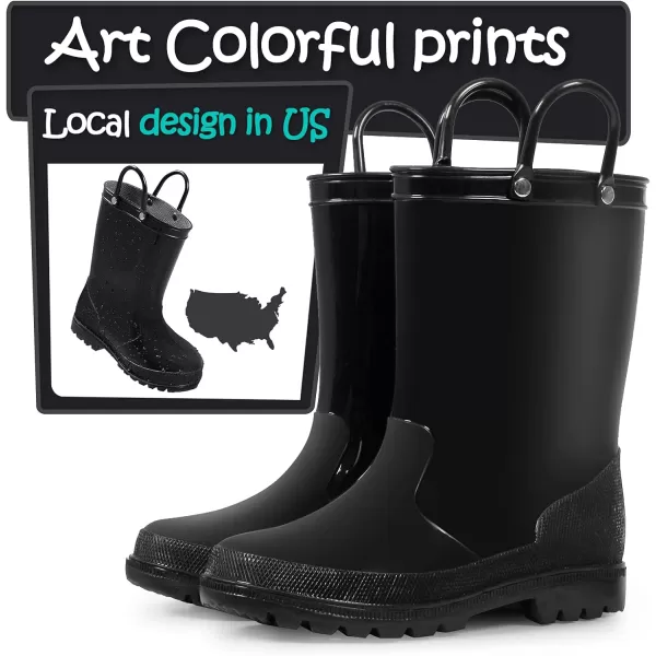 K KomForme Kids Rain Boots, Toddler Girls &amp; Boys Rain Boots Waterproof Memory Foam Insole and Easy-on Handles