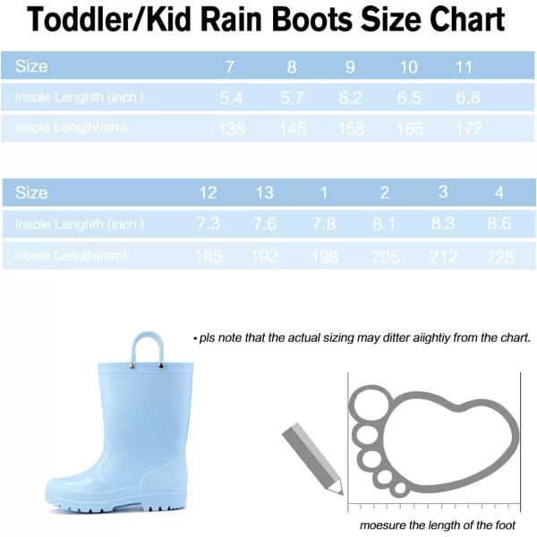 K KomForme Kids Rain Boots, Toddler Girls &amp; Boys Rain Boots Waterproof Memory Foam Insole and Easy-on Handles