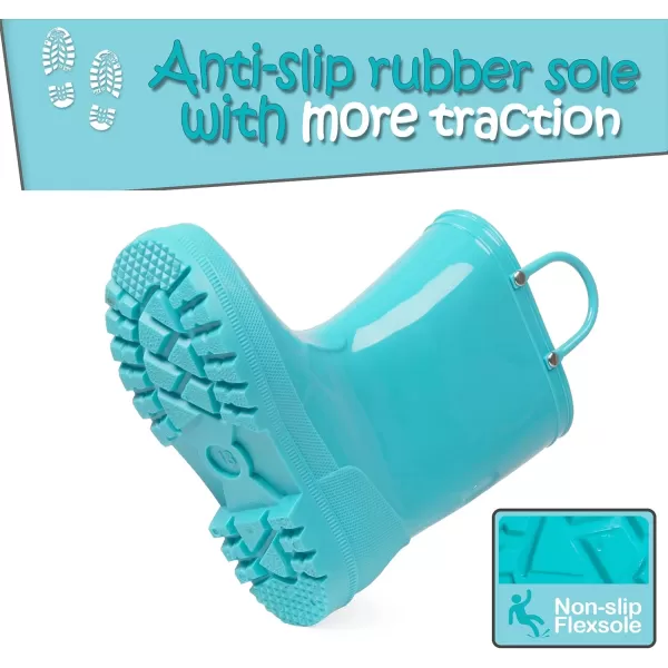K KomForme Kids Rain Boots, Toddler Girls &amp; Boys Rain Boots Waterproof Memory Foam Insole and Easy-on Handles