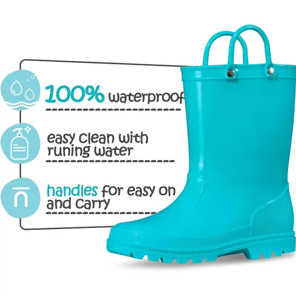 K KomForme Kids Rain Boots, Toddler Girls &amp; Boys Rain Boots Waterproof Memory Foam Insole and Easy-on Handles