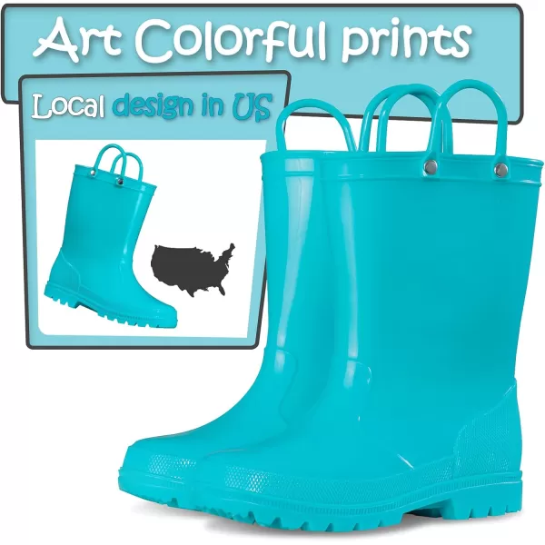K KomForme Kids Rain Boots, Toddler Girls &amp; Boys Rain Boots Waterproof Memory Foam Insole and Easy-on Handles