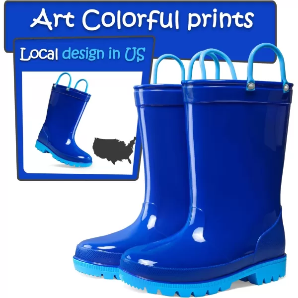 K KomForme Kids Rain Boots, Toddler Girls &amp; Boys Rain Boots Waterproof Memory Foam Insole and Easy-on Handles