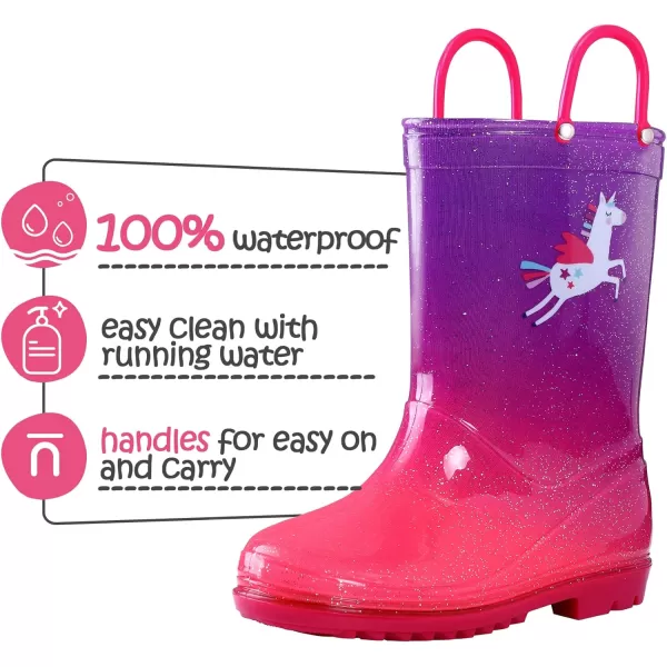 Kids Boys Girls Rain Boots with Easy-on Handles Rainboots 
