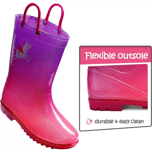 Kids Boys Girls Rain Boots with Easy-on Handles Rainboots 