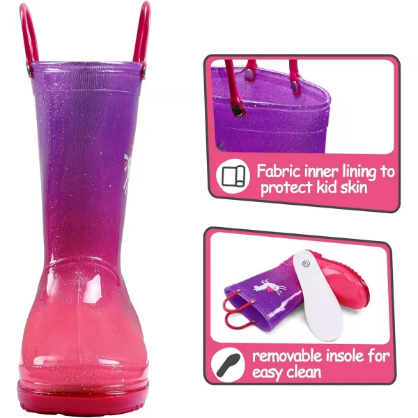 Kids Boys Girls Rain Boots with Easy-on Handles Rainboots 
