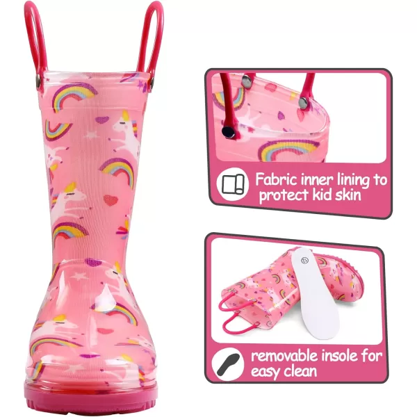 Kids Boys Girls Rain Boots with Easy-on Handles Rainboots 
