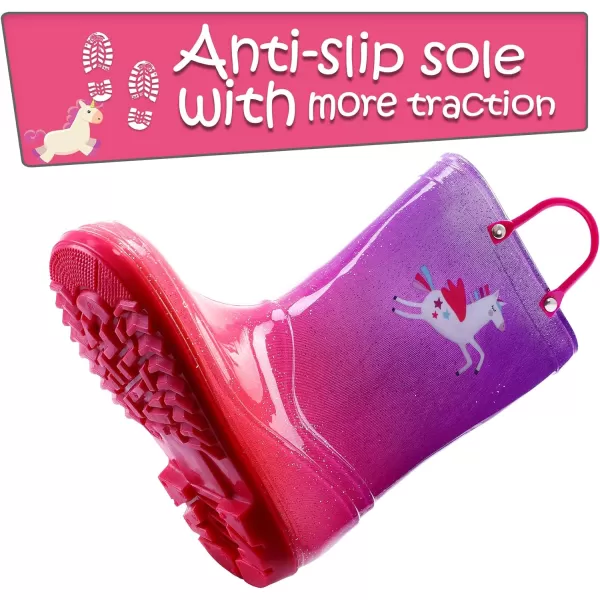 Kids Boys Girls Rain Boots with Easy-on Handles Rainboots 