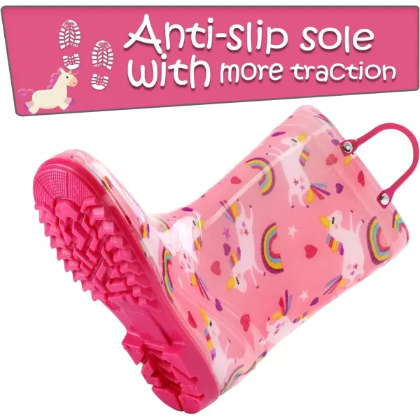 Kids Boys Girls Rain Boots with Easy-on Handles Rainboots 