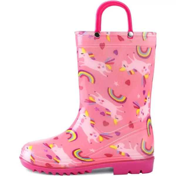 Kids Boys Girls Rain Boots with Easy-on Handles Rainboots 