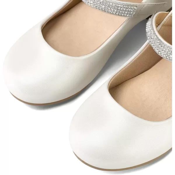 K KomForme Girl Mary Jane Shoes with Low Heel Rhinestones Princess Flats Dress Pump Shoes for Little Kid/Big Kid