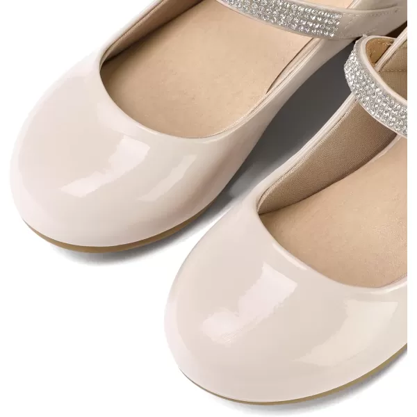 K KomForme Girl Mary Jane Shoes with Low Heel Rhinestones Princess Flats Dress Pump Shoes for Little Kid/Big Kid