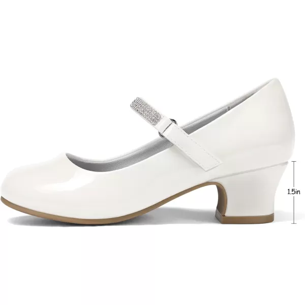 K KomForme Girl Mary Jane Shoes with Low Heel Rhinestones Princess Flats Dress Pump Shoes for Little Kid/Big Kid