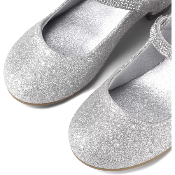 K KomForme Girl Mary Jane Shoes with Low Heel Rhinestones Princess Flats Dress Pump Shoes for Little Kid/Big Kid