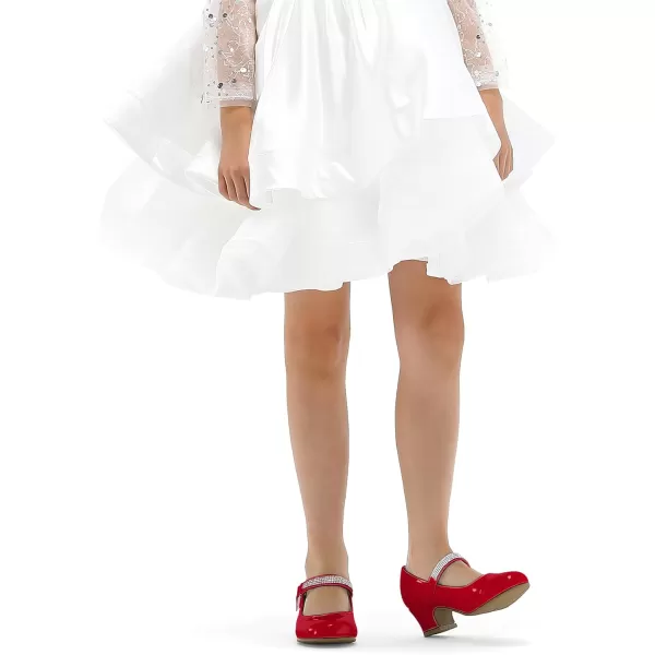 K KomForme Girl Mary Jane Shoes with Low Heel Rhinestones Princess Flats Dress Pump Shoes for Little Kid/Big Kid