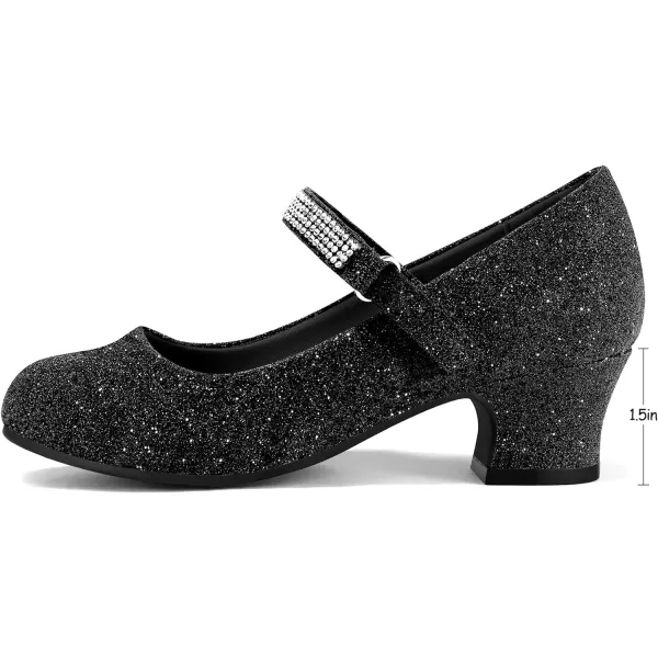 K KomForme Girl Mary Jane Shoes with Low Heel Rhinestones Princess Flats Dress Pump Shoes for Little Kid/Big Kid