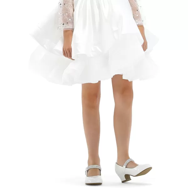 K KomForme Girl Mary Jane Shoes with Low Heel Rhinestones Princess Flats Dress Pump Shoes for Little Kid/Big Kid