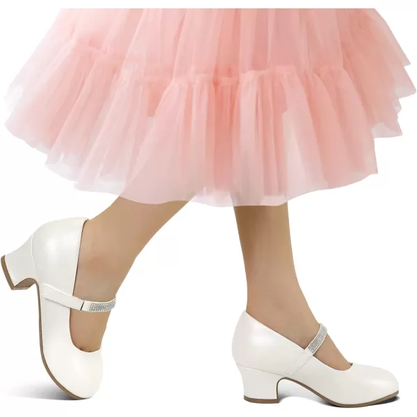 K KomForme Girl Mary Jane Shoes with Low Heel Rhinestones Princess Flats Dress Pump Shoes for Little Kid/Big Kid