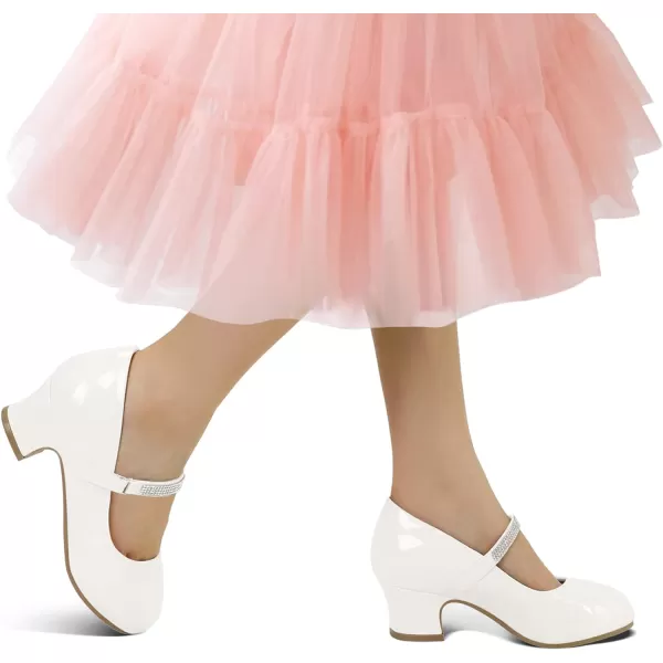 K KomForme Girl Mary Jane Shoes with Low Heel Rhinestones Princess Flats Dress Pump Shoes for Little Kid/Big Kid