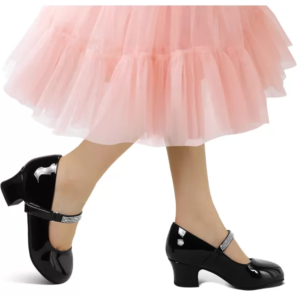 K KomForme Girl Mary Jane Shoes with Low Heel Rhinestones Princess Flats Dress Pump Shoes for Little Kid/Big Kid
