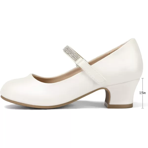 K KomForme Girl Mary Jane Shoes with Low Heel Rhinestones Princess Flats Dress Pump Shoes for Little Kid/Big Kid
