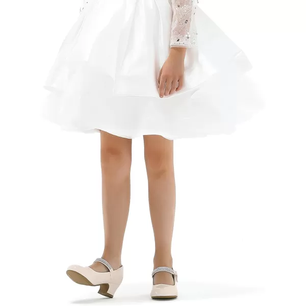 K KomForme Girl Mary Jane Shoes with Low Heel Rhinestones Princess Flats Dress Pump Shoes for Little Kid/Big Kid