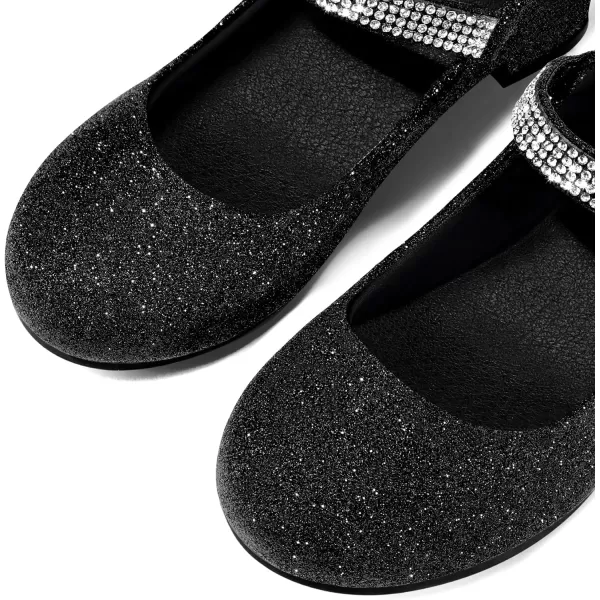K KomForme Girl Mary Jane Shoes with Low Heel Rhinestones Princess Flats Dress Pump Shoes for Little Kid/Big Kid