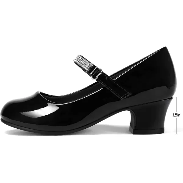 K KomForme Girl Mary Jane Shoes with Low Heel Rhinestones Princess Flats Dress Pump Shoes for Little Kid/Big Kid
