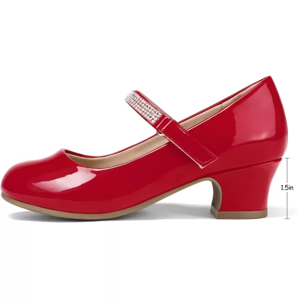 K KomForme Girl Mary Jane Shoes with Low Heel Rhinestones Princess Flats Dress Pump Shoes for Little Kid/Big Kid