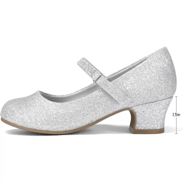 K KomForme Girl Mary Jane Shoes with Low Heel Rhinestones Princess Flats Dress Pump Shoes for Little Kid/Big Kid