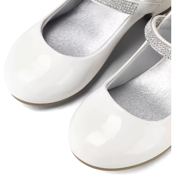 K KomForme Girl Mary Jane Shoes with Low Heel Rhinestones Princess Flats Dress Pump Shoes for Little Kid/Big Kid