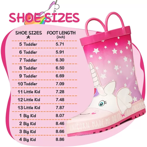 K KomForme Kids Rain Boots Waterproof Printed Rubber boots with Handles