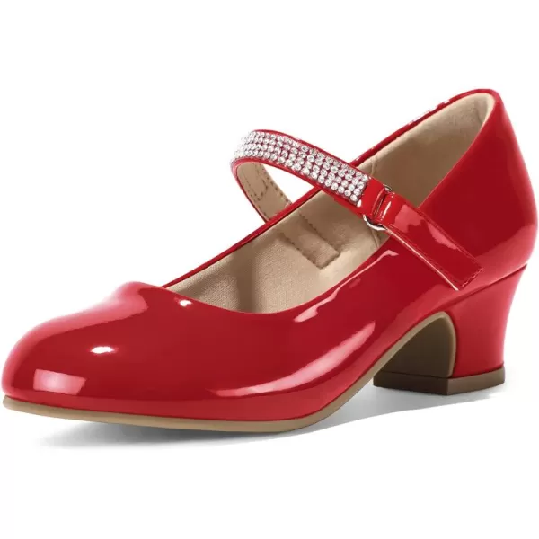 K KomForme Girl Mary Jane Shoes with Low Heel Rhinestones Princess Flats Dress Pump Shoes for Little Kid/Big Kid