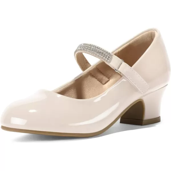K KomForme Girl Mary Jane Shoes with Low Heel Rhinestones Princess Flats Dress Pump Shoes for Little Kid/Big Kid