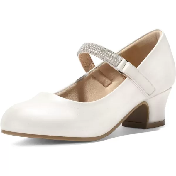 K KomForme Girl Mary Jane Shoes with Low Heel Rhinestones Princess Flats Dress Pump Shoes for Little Kid/Big Kid