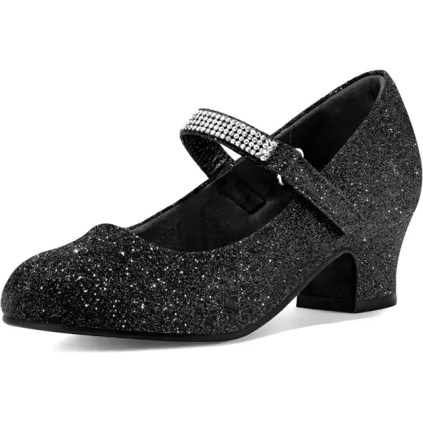 K KomForme Girl Mary Jane Shoes with Low Heel Rhinestones Princess Flats Dress Pump Shoes for Little Kid/Big Kid