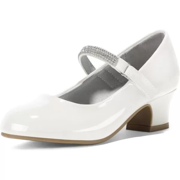 K KomForme Girl Mary Jane Shoes with Low Heel Rhinestones Princess Flats Dress Pump Shoes for Little Kid/Big Kid