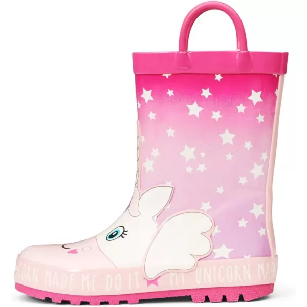 K KomForme Kids Rain Boots Waterproof Printed Rubber boots with Handles