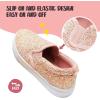imageK KomForme Kids Shoes Toddlers Canvas Sneakers Slip on Walking Tennis Shoes for Boys GirlsToddlerLittle KidsBig KidsApink Glitter