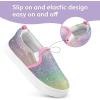 imageK KomForme Toddler Girls Boys Shoes Little Kids Slip on Canvas Sneakers for RunningWalkingGradient Purple