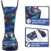 imageSHOFORT Kids Boys Girls Rain Boots with Easyon Handles Rainboots ToddlerLittle KidBig KidColor Dinosaur
