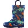 imageSHOFORT Kids Boys Girls Rain Boots with Easyon Handles Rainboots ToddlerLittle KidBig KidColor Dinosaur