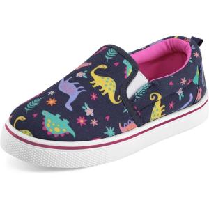 imageK KomForme Toddler Girls Boys Shoes Little Kids Slip on Canvas Sneakers for RunningWalkingNavy Dinosaur