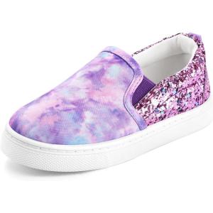 imageK KomForme Toddler Sneakers for Girls Boys Slip On Canvas Walking ShoesPurple Glitter