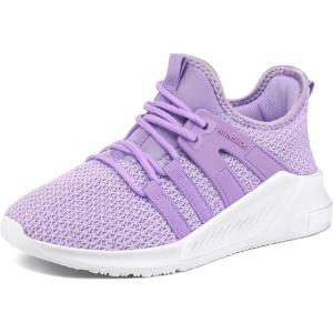 imageRUNSIDE Boys Girls Tennis Shoes Kids Lightweight Breathable Sneakers Laceup Running Athletic Shoes for ToddlerLittle KidBig KidLight Purple