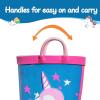 imageK KomForme Kids Rain Boots Waterproof Printed Rubber boots with Handles Size 1 Big Kid Sleepy Unicorn
